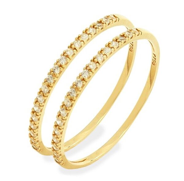 anel aparador ouro 18k com zirconia o par anel para noivar | Joias Douradas