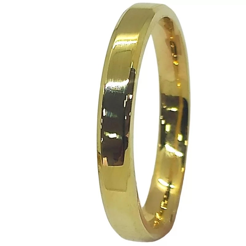 Aliança de Moeda 3mm Quadrada Chanfrada Alianca de Moeda 3mm Quadrada Chanfrada | Joias Douradas