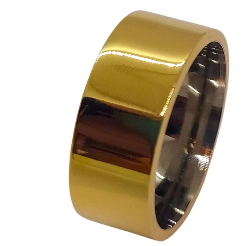 Aliança de Moeda com forro de Aço 10mm Anatômica Quadrada Alianca de Moeda com forro de Aco 10mm Anatomica Quadrada | Joias Douradas