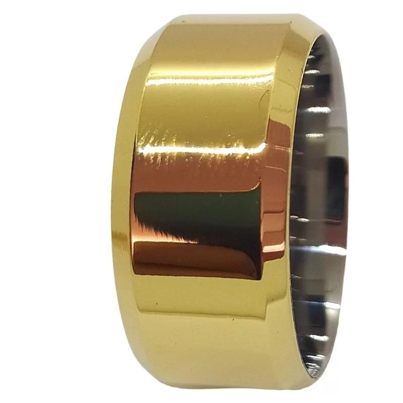 Aliança de Moeda com forro de Aço 10mm quadrada Chanfrada Alianca de Moeda com forro de Aco 10mm quadrada Chanfrada | Joias Douradas