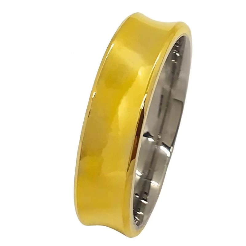 Aliança de Moeda com forro de Aço 6mm Anatômica Concava Alianca de Moeda com forro de Aco 6mm Anatomica Concava | Joias Douradas