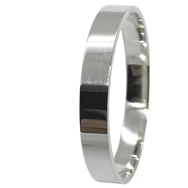 Alianca de Prata 3mm Semi Anatomica Quadrada | Joias Douradas