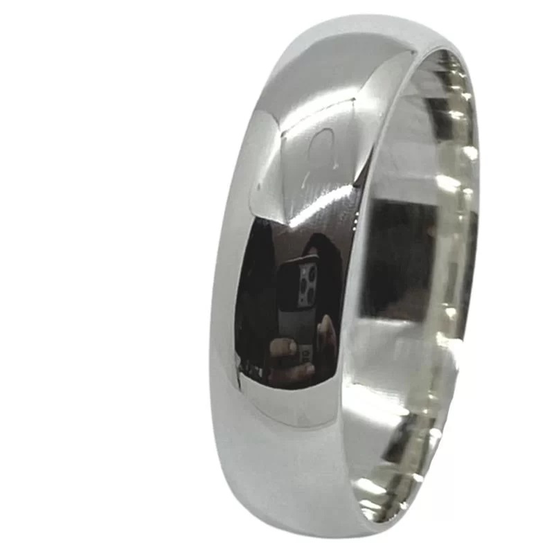 Aliança de Prata 5mm Semi Anatômica Abaulada Alianca de Prata 5mm Semi Anatomica Abaulada | Joias Douradas
