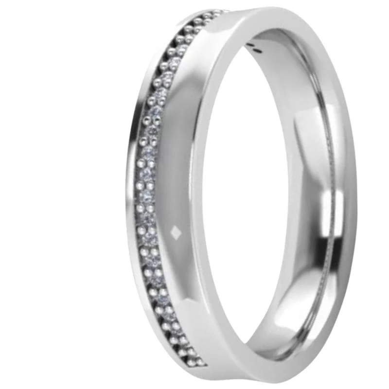Aliança de Prata 4mm Anatômica Concava com 27 pedras Alianca de Prata 4mm Anatomica Concava com 27 pedras | Joias Douradas