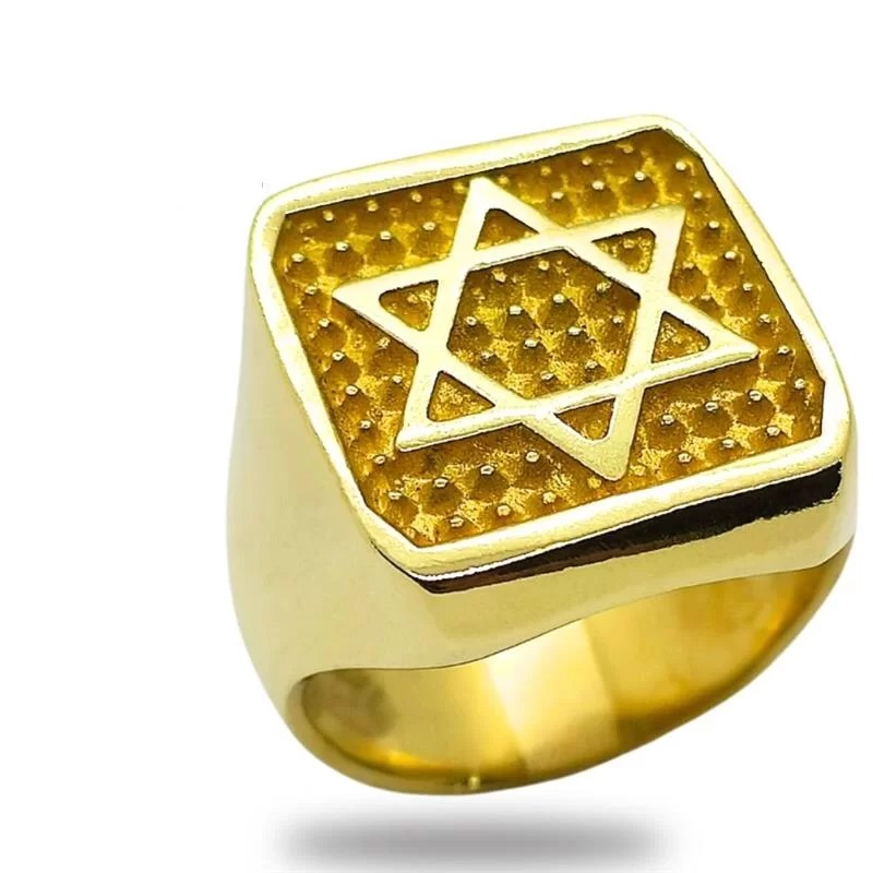 Anel de Moeda Estrela de Davi Anel de Moeda Estrela de Davi | Joias Douradas